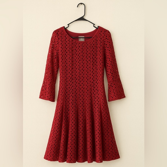 Rabbit Rabbit Rabbit Designs Red Lace Dress – Size 14 (Runs Small) Classic - Picture 2 of 2